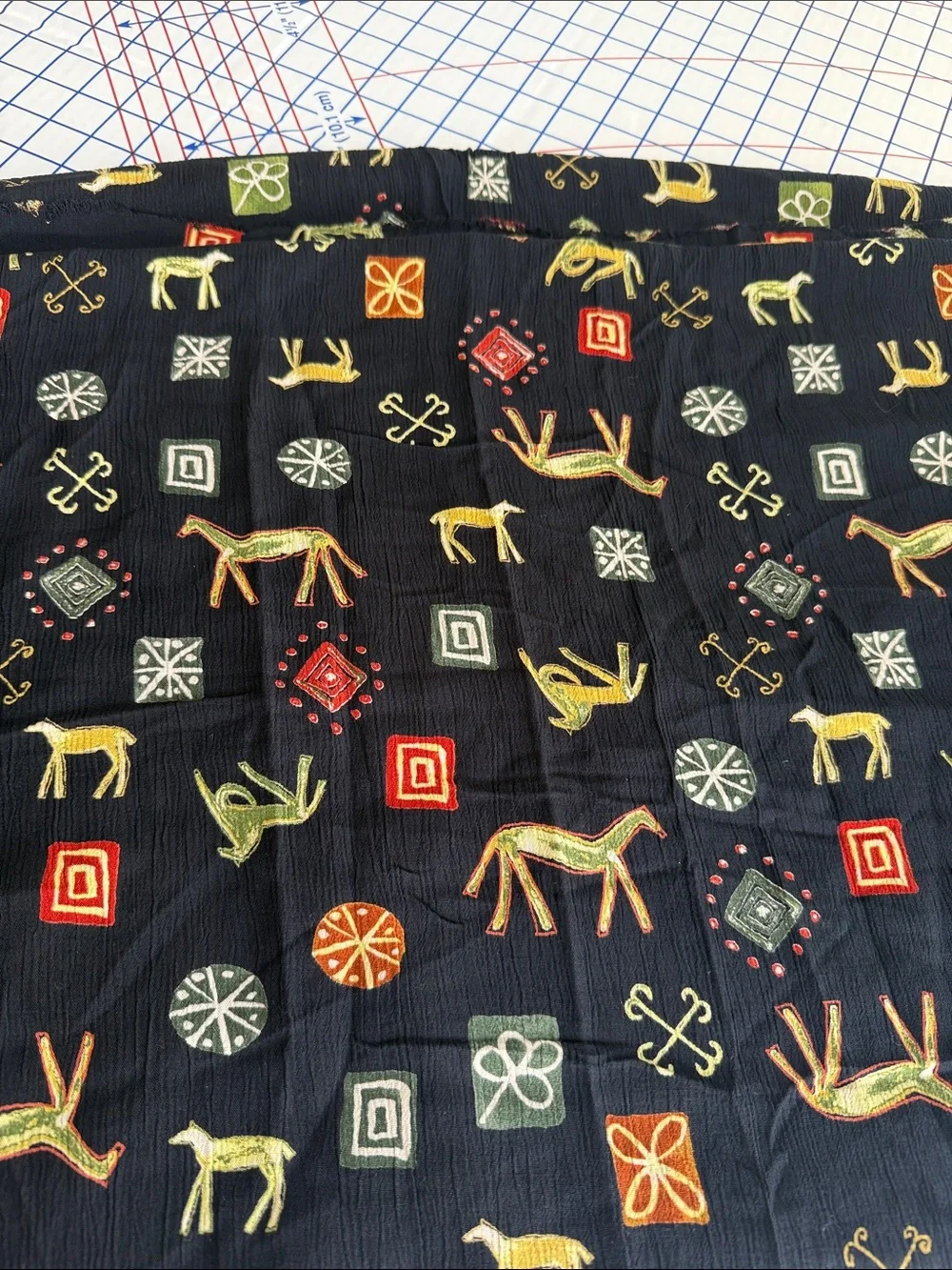 Modernist Horse Novelty Print Crepe Fabric 2+ Yards x 48”